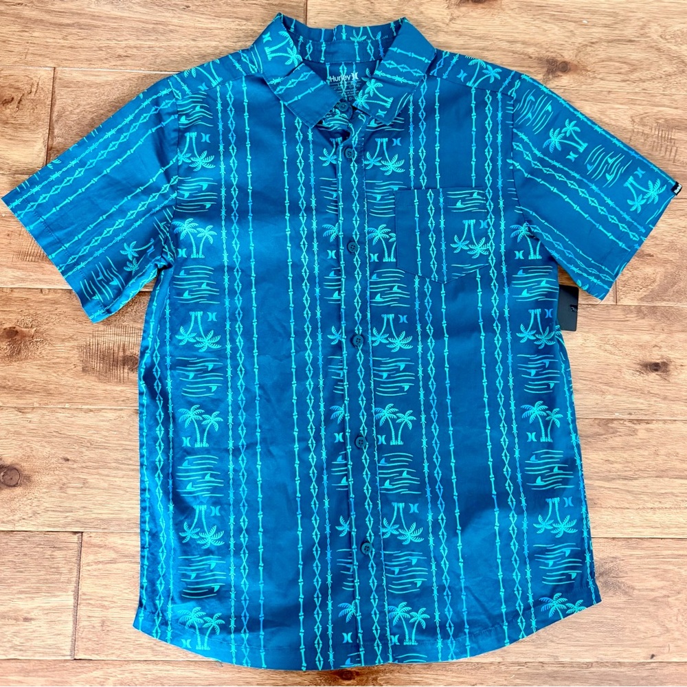 🆕 Hurley Teal Patterned Boy’s Shirt
